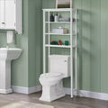 Meuble de rangement pour toilettes avec étagères ouvertes Blanc