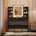 Coiffeuse avec miroir lumineux, tabouret, prise de courant et 6 étagères