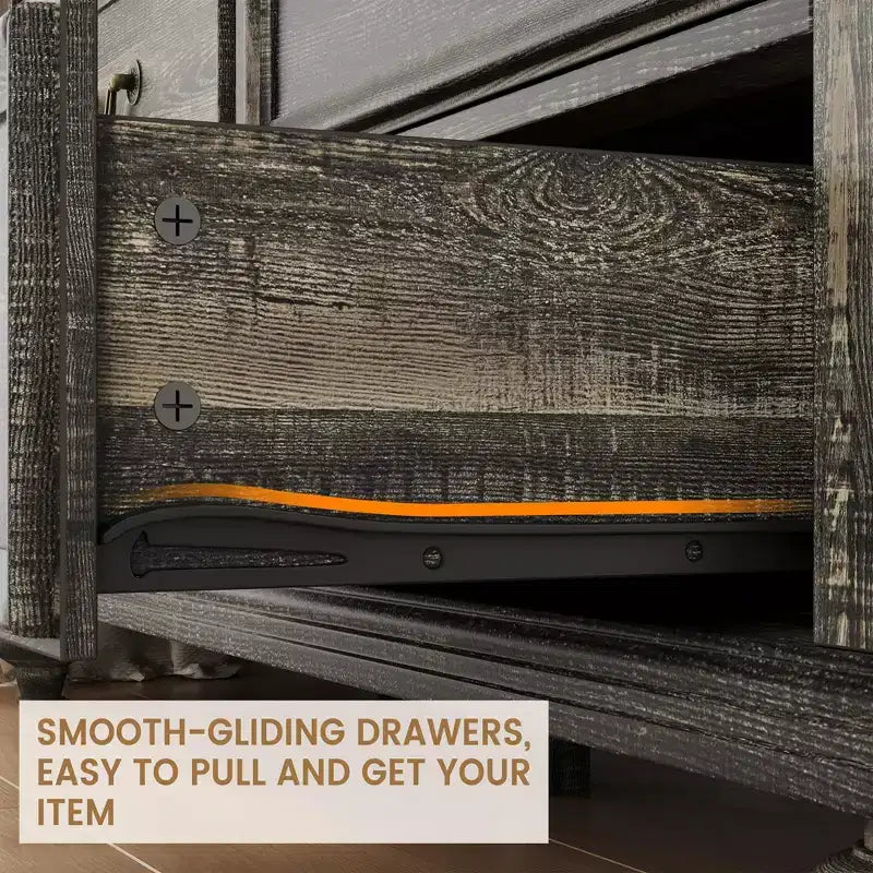 Commode à 9 tiroirs pour chambre à coucher, en bois style ferme