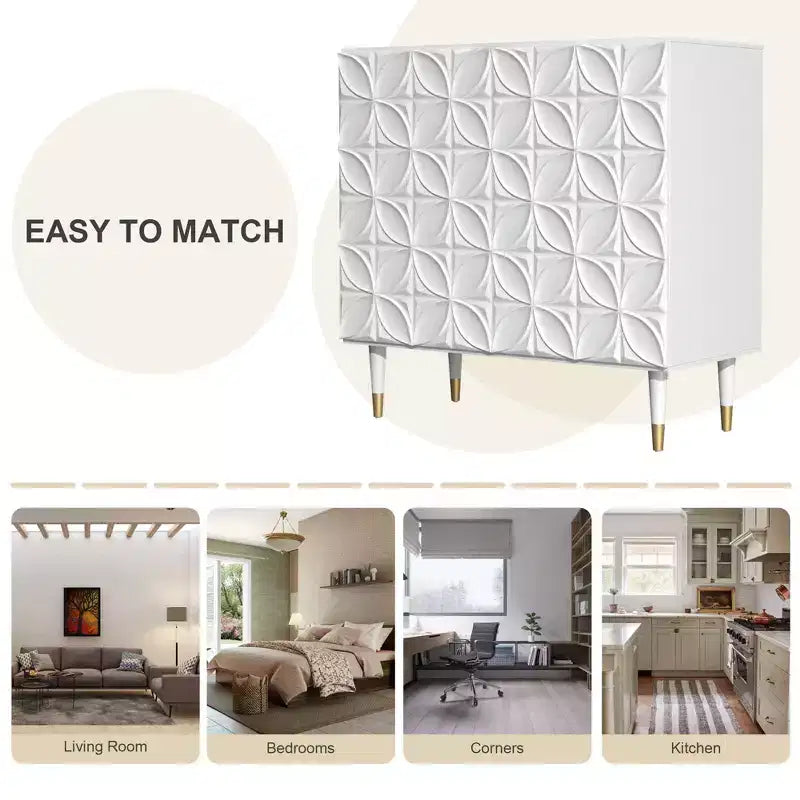 Buffet 2 portes laqué brillant Meuble TV Rangement d'appoint Armoires de rangement utilitaires