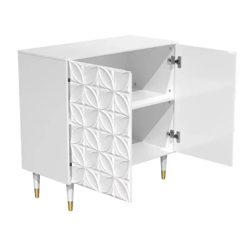 Buffet 2 portes laqué brillant Meuble TV Rangement d'appoint Armoires de rangement utilitaires