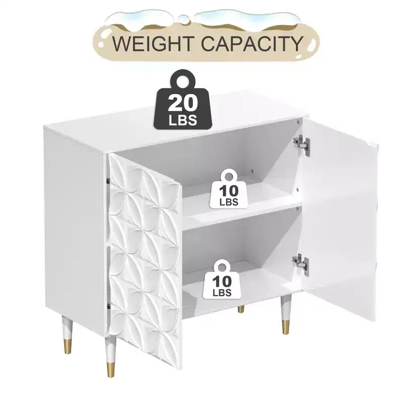 Buffet 2 portes laqué brillant Meuble TV Rangement d'appoint Armoires de rangement utilitaires
