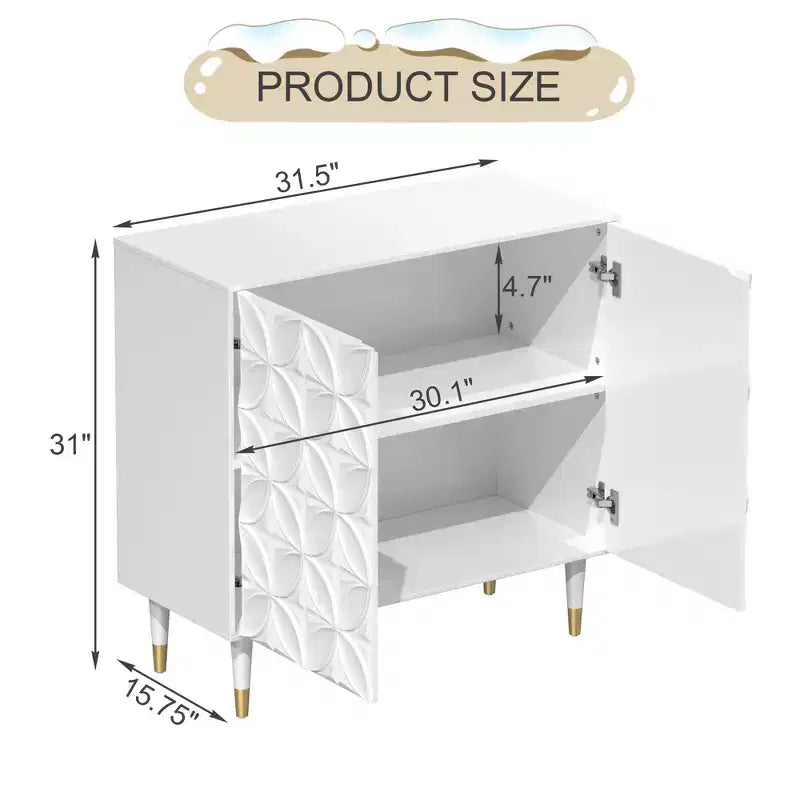 Buffet 2 portes laqué brillant Meuble TV Rangement d'appoint Armoires de rangement utilitaires