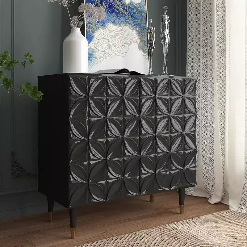 Buffet 2 portes laqué brillant Meuble TV Rangement d'appoint Armoires de rangement utilitaires