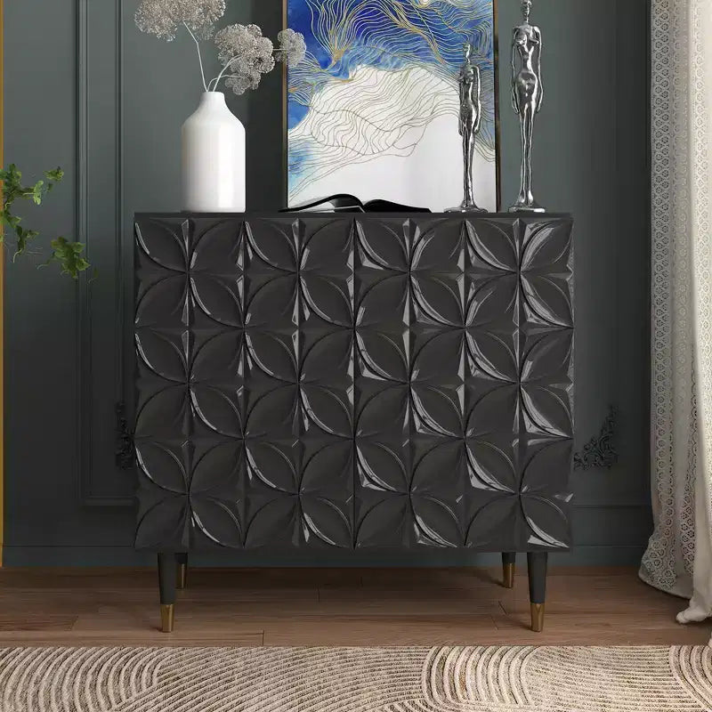 Buffet 2 portes laqué brillant Meuble TV Rangement d'appoint Armoires de rangement utilitaires