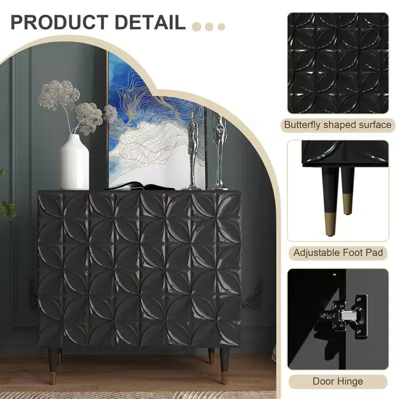 Buffet 2 portes laqué brillant Meuble TV Rangement d'appoint Armoires de rangement utilitaires
