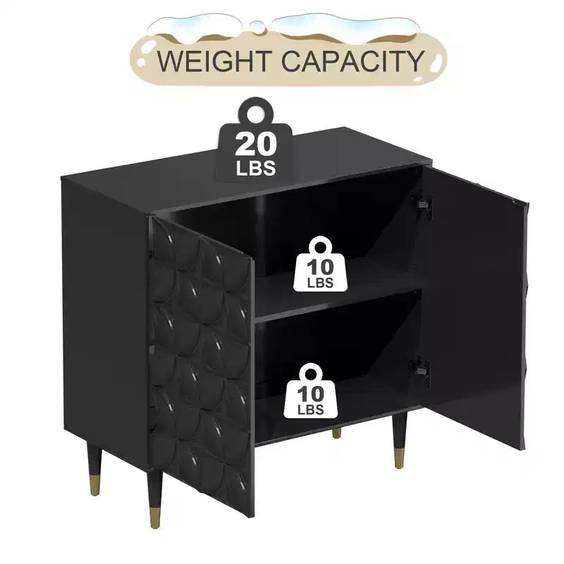 Buffet 2 portes laqué brillant Meuble TV Rangement d'appoint Armoires de rangement utilitaires