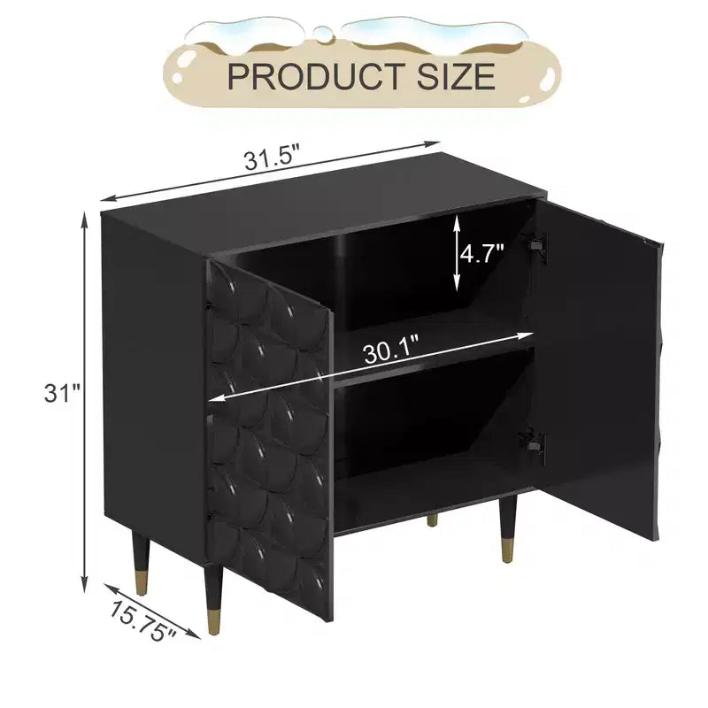 Buffet 2 portes laqué brillant Meuble TV Rangement d'appoint Armoires de rangement utilitaires