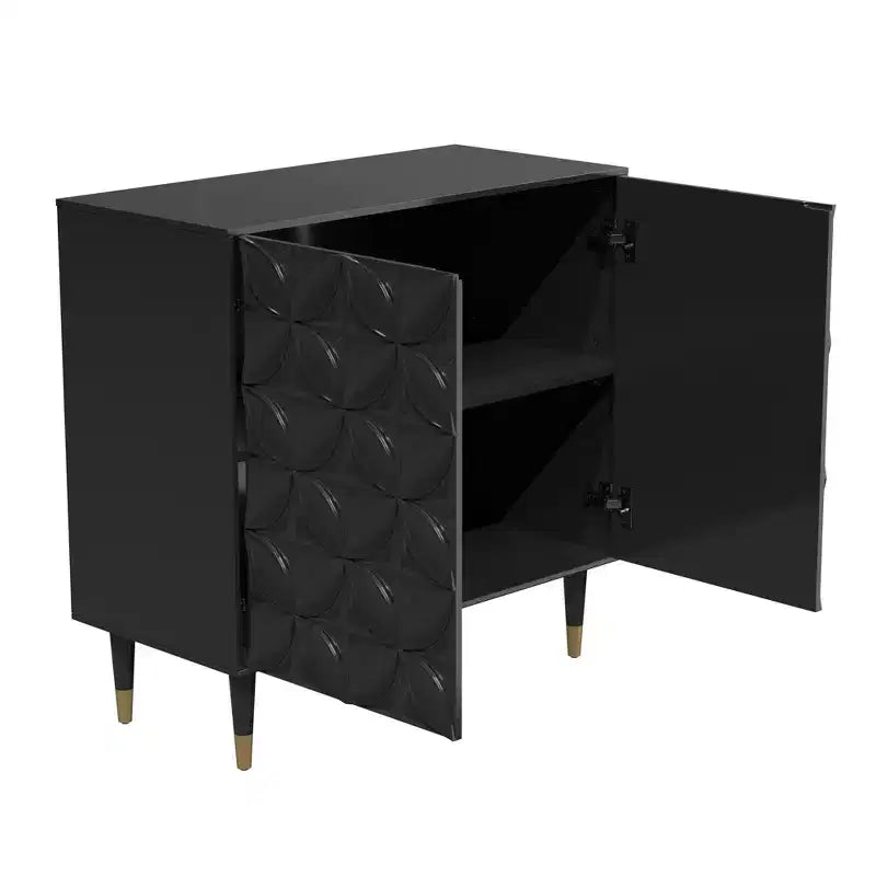 Buffet 2 portes laqué brillant Meuble TV Rangement d'appoint Armoires de rangement utilitaires