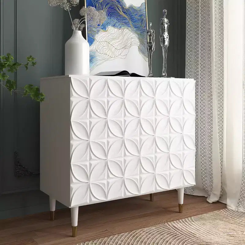 Buffet 2 portes laqué brillant Meuble TV Rangement d'appoint Armoires de rangement utilitaires