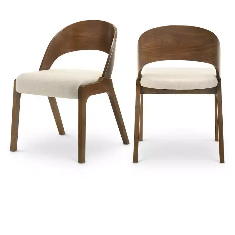 Meridian Furniture Woodson Beige Linen Textured Fabric Dining Chair Set of 2