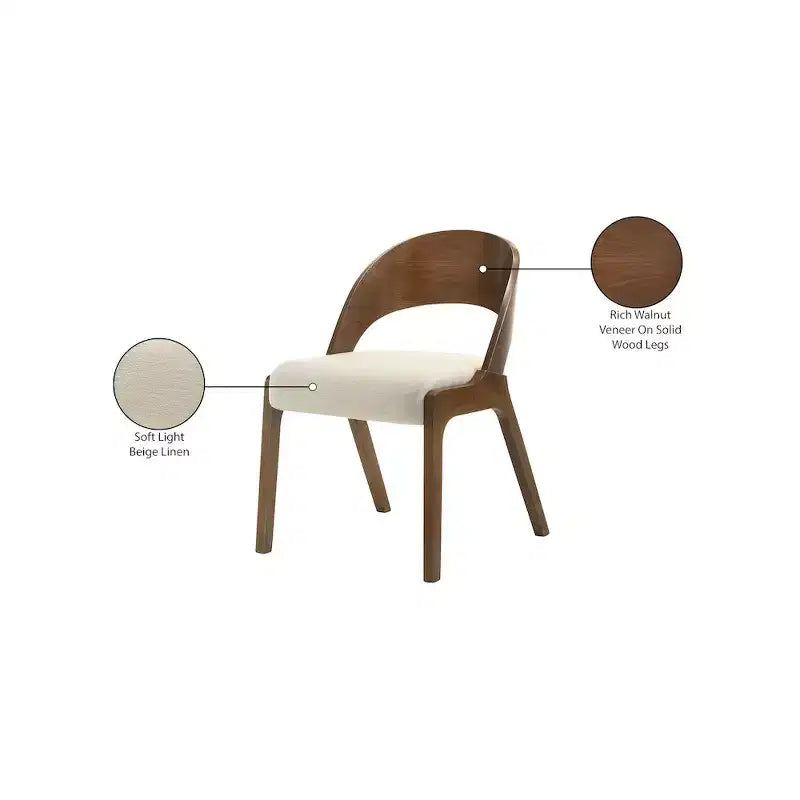 Lot de 2 chaises de salle à manger en tissu texturé lin beige