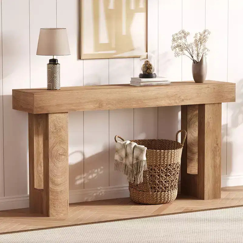 63-Inch Long Console Table Sofa Table Behind The Couch Farmhouse Wooden Rectangular Entryway Table for Entrance Hallway Living Room