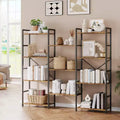 4 Tier Bookcase Industrial Bookshelf - Adjustable Wood Shelves & Heavy Duty Metal Frame 100Lbs Capacity Wide Storage Organizer