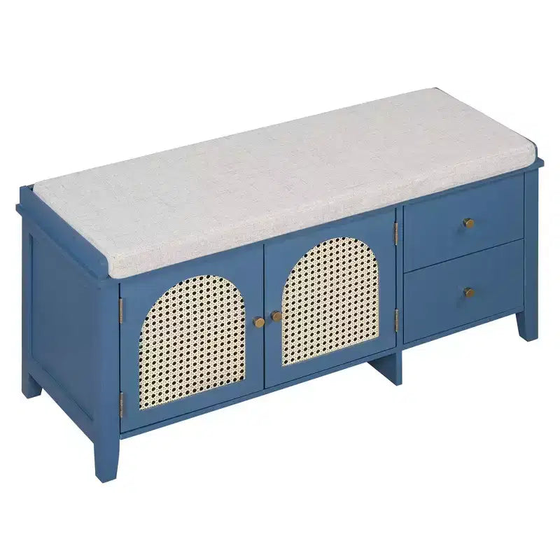 Banc à chaussures vintage avec rangement et coussin