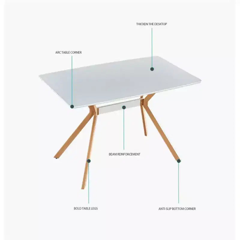 Table à manger moderne Table minimaliste en bois Étagère métallique Pieds en transfert thermique métallique