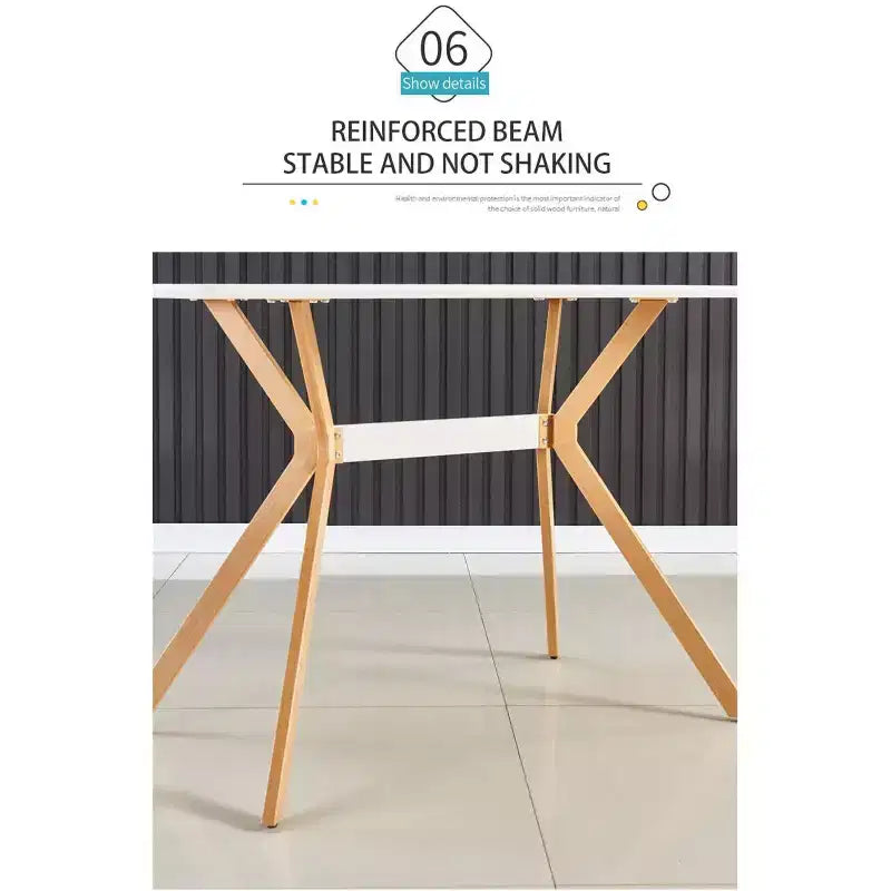 Table à manger moderne Table minimaliste en bois Étagère métallique Pieds en transfert thermique métallique