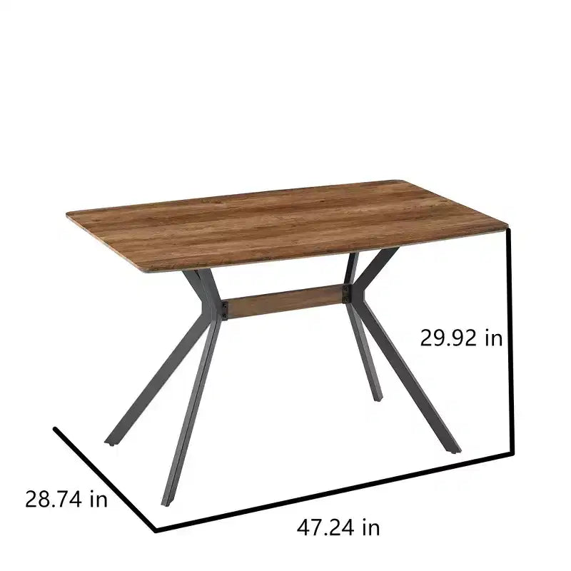 Table à manger moderne Table minimaliste en bois Étagère métallique Pieds en transfert thermique métallique