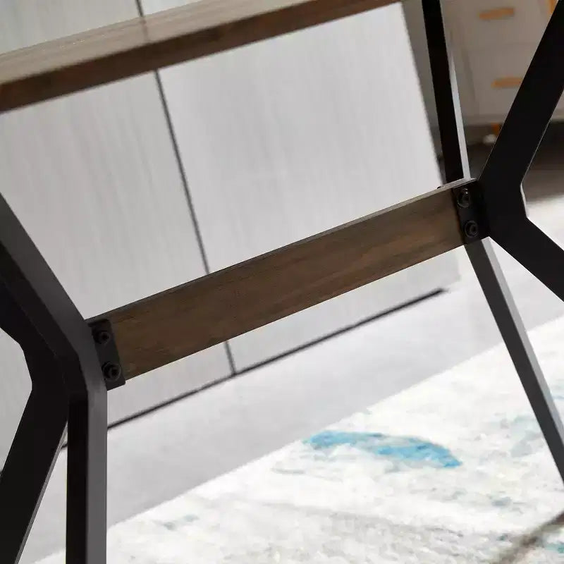 Table à manger moderne Table minimaliste en bois Étagère métallique Pieds en transfert thermique métallique