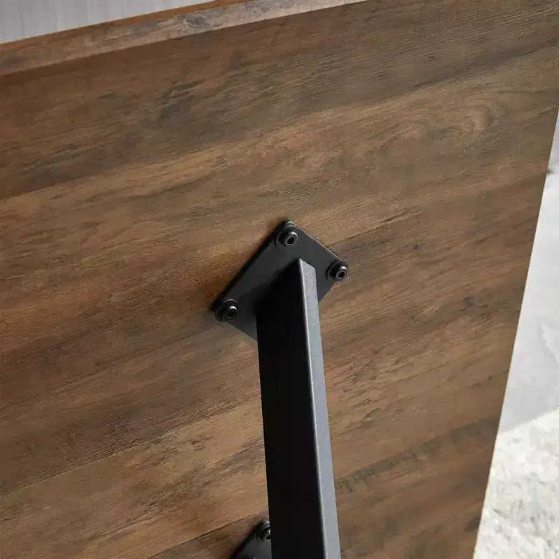 Table à manger moderne Table minimaliste en bois Étagère métallique Pieds en transfert thermique métallique