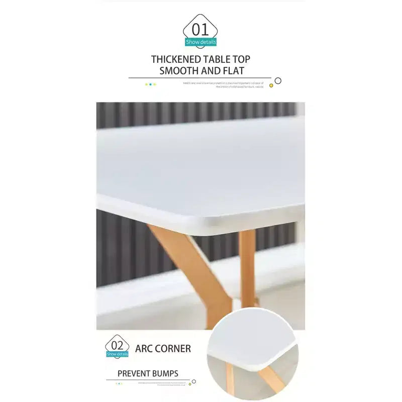 Table à manger moderne Table minimaliste en bois Étagère métallique Pieds en transfert thermique métallique