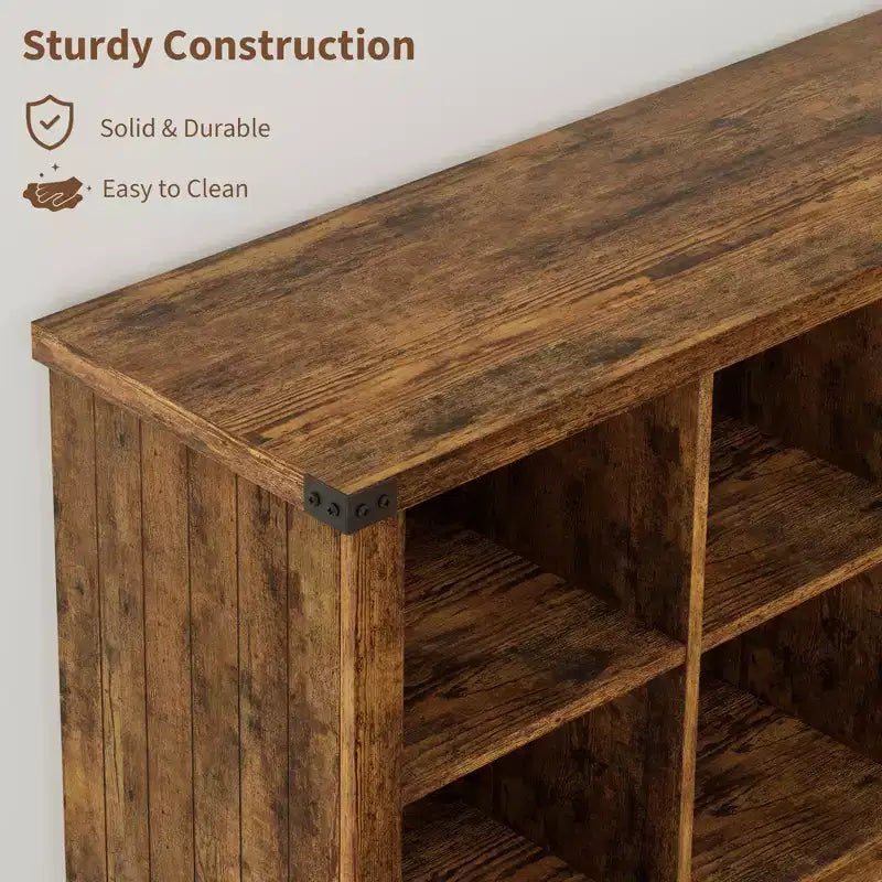 Étagère à livres horizontale 2 niveaux 8 cubes en bois style ferme rustique