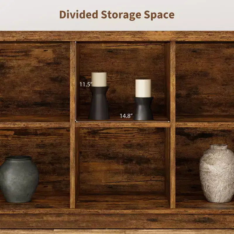 Étagère à livres horizontale 2 niveaux 8 cubes en bois style ferme rustique
