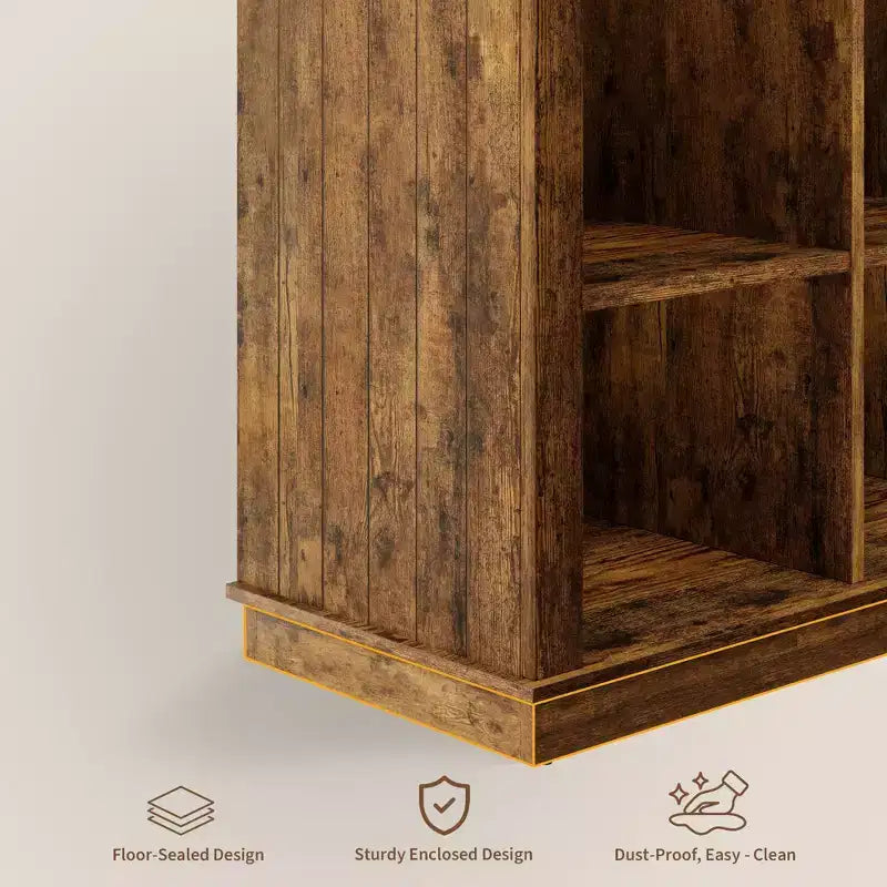 Étagère à livres horizontale 2 niveaux 8 cubes en bois style ferme rustique