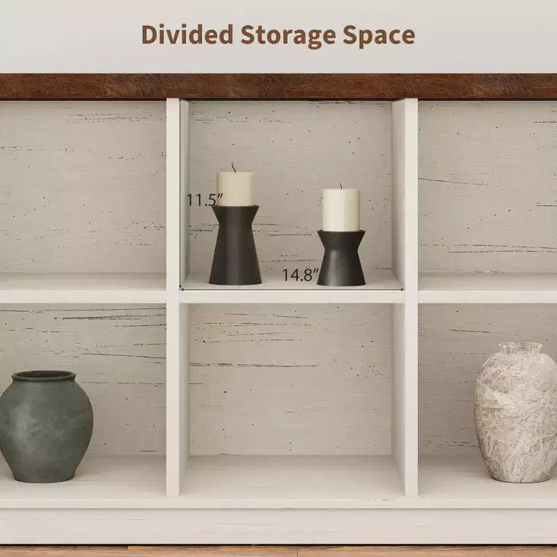 Étagère à livres horizontale 2 niveaux 8 cubes en bois style ferme rustique