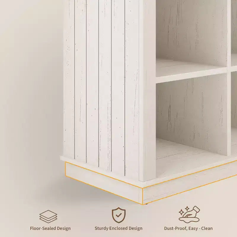 Étagère à livres horizontale 2 niveaux 8 cubes en bois style ferme rustique