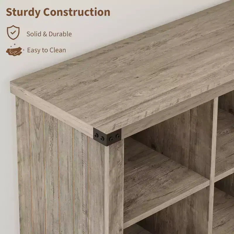 Étagère à livres horizontale 2 niveaux 8 cubes en bois style ferme rustique