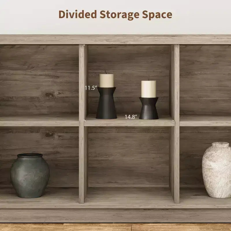 Étagère à livres horizontale 2 niveaux 8 cubes en bois style ferme rustique