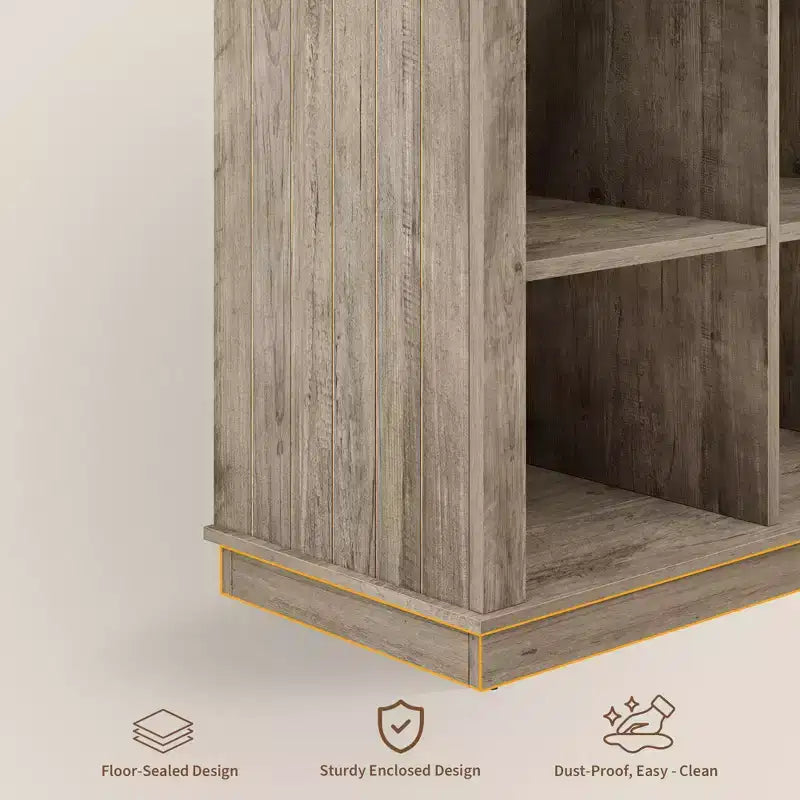 Étagère à livres horizontale 2 niveaux 8 cubes en bois style ferme rustique