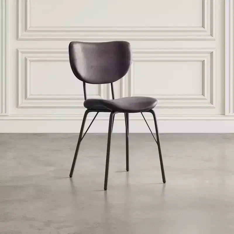 Chaise de salle à manger contemporaine moderne en similicuir avec dossier fendu (Lot de 2)
