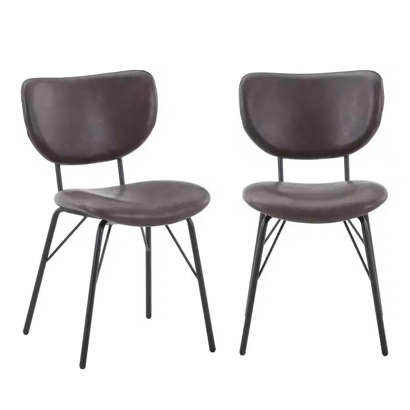 Chaise de salle à manger contemporaine moderne en similicuir avec dossier fendu (Lot de 2)