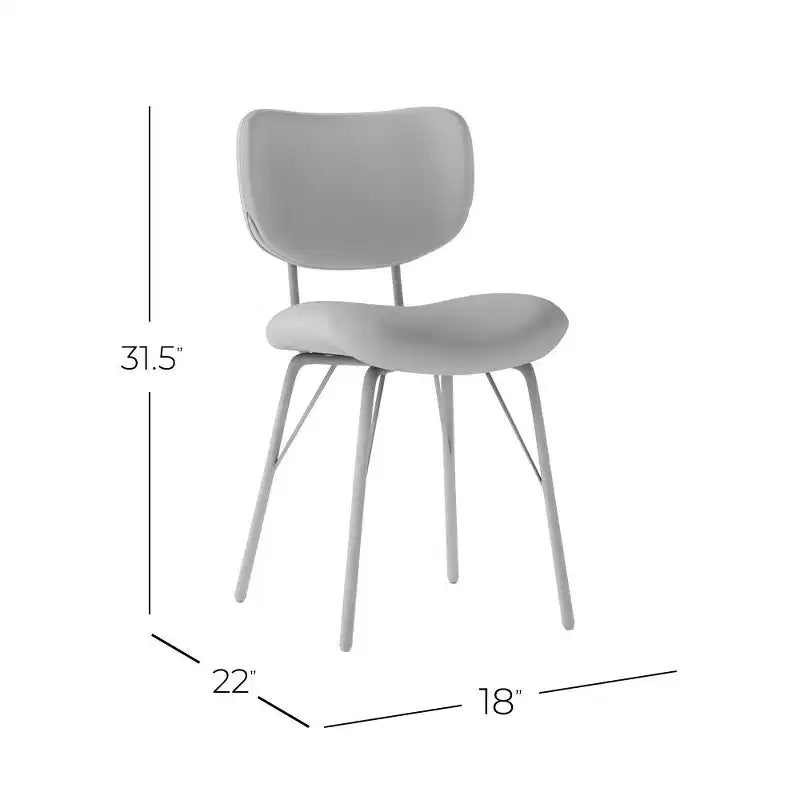 Chaise de salle à manger contemporaine moderne en similicuir avec dossier fendu (Lot de 2)