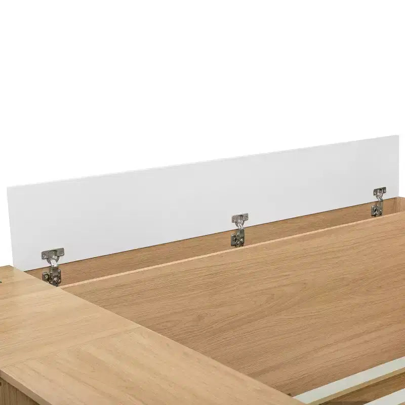 Cadre de lit plateforme avec 6 tiroirs, étagères, bureau, ports USB et armoire