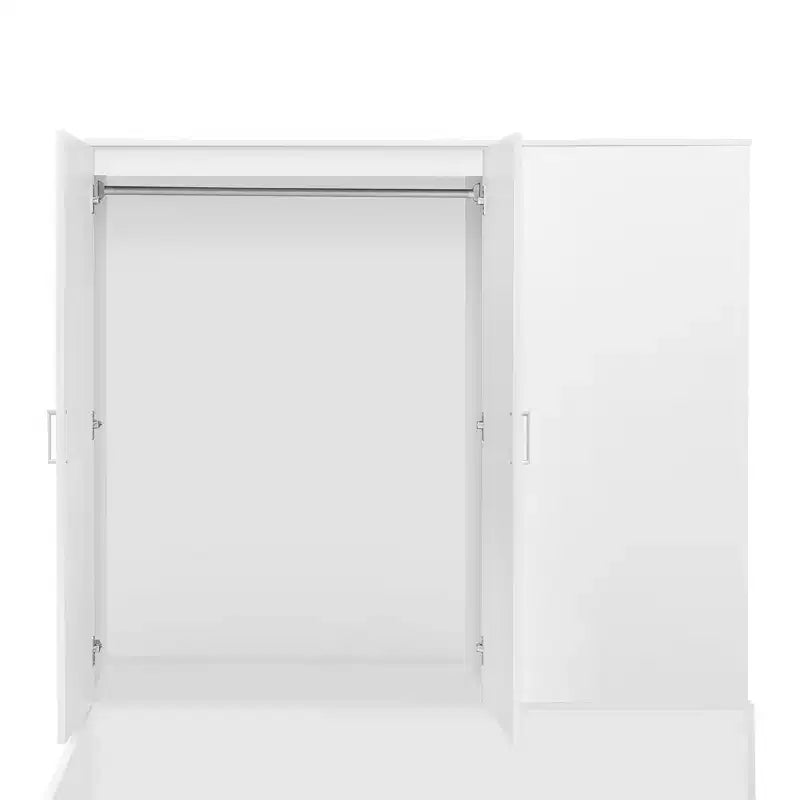 Cadre de lit plateforme avec 6 tiroirs, étagères, bureau, ports USB et armoire