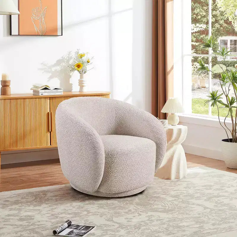 Fauteuil pivotant, fauteuil moderne rond rembourré, fauteuil pivotant à 360°