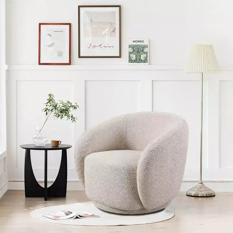 Fauteuil pivotant, fauteuil moderne rond rembourré, fauteuil pivotant à 360°