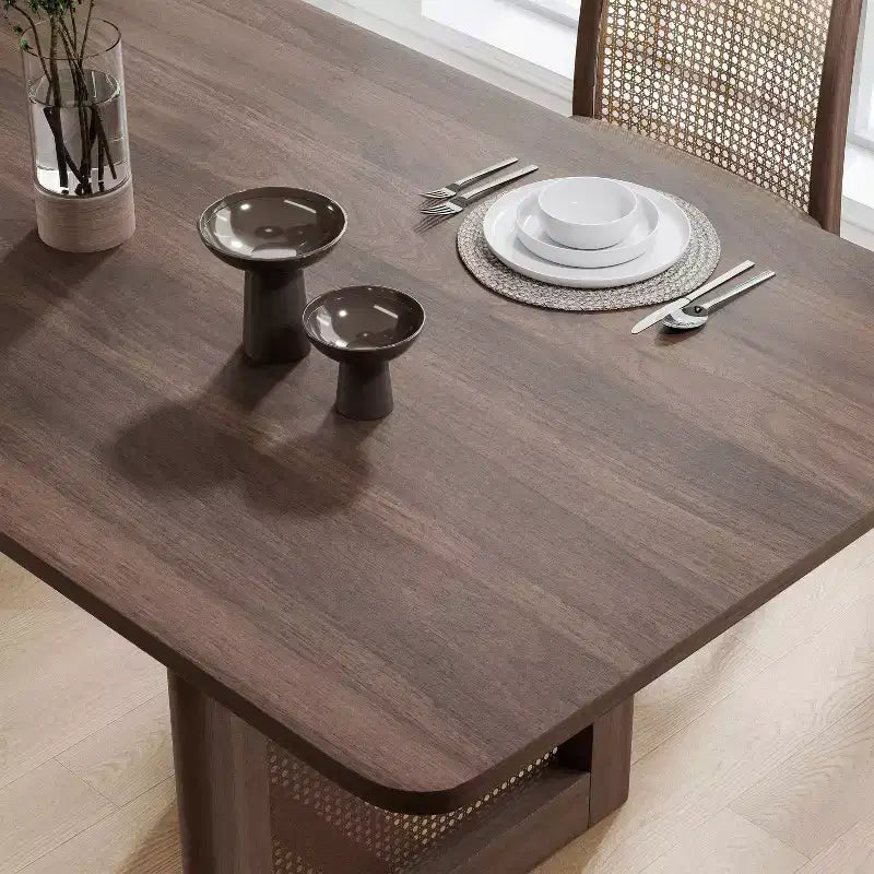 Table de cuisine et de salle à manger de ferme, meuble, table de cuisine carrée en noyer