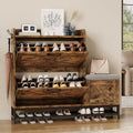 Acekool Shoe Cabinet with Bench Flip Drawer Entryway Shoe Storage Organizer Hidden Compartment & Hooks