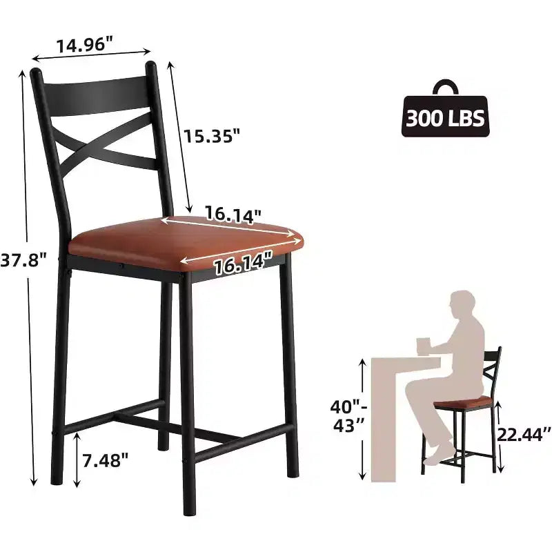 Tabourets de bar hauteur comptoir, assise rembourrée en similicuir