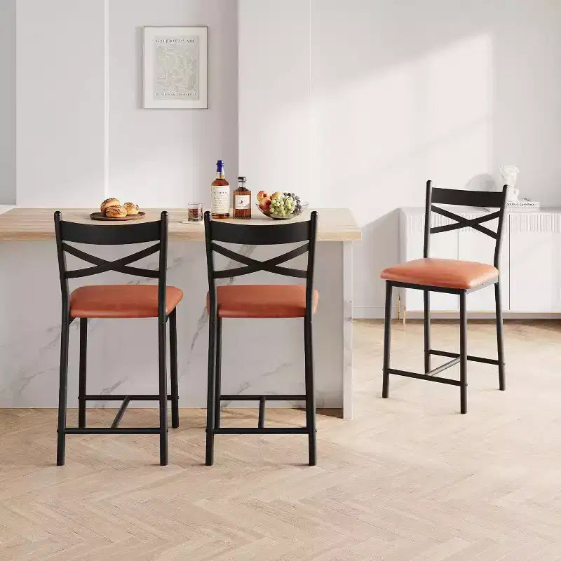 Tabourets de bar hauteur comptoir, assise rembourrée en similicuir