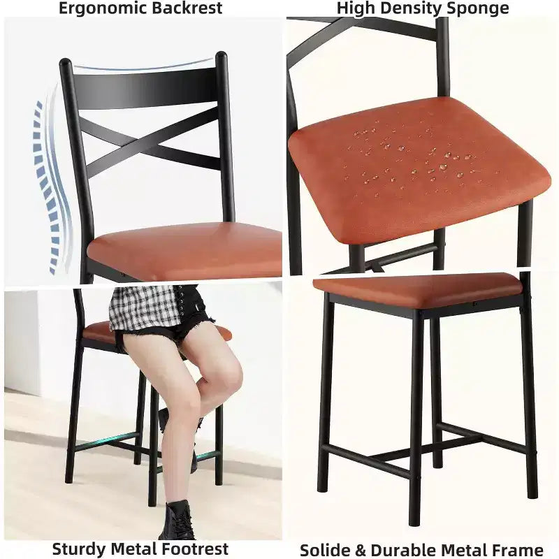 Tabourets de bar hauteur comptoir, assise rembourrée en similicuir