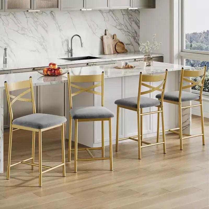 Tabourets de bar hauteur comptoir, assise rembourrée en similicuir