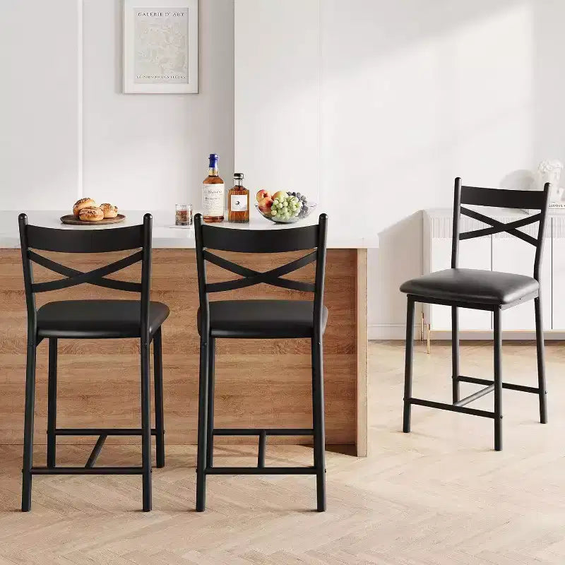Tabourets de bar hauteur comptoir, assise rembourrée en similicuir