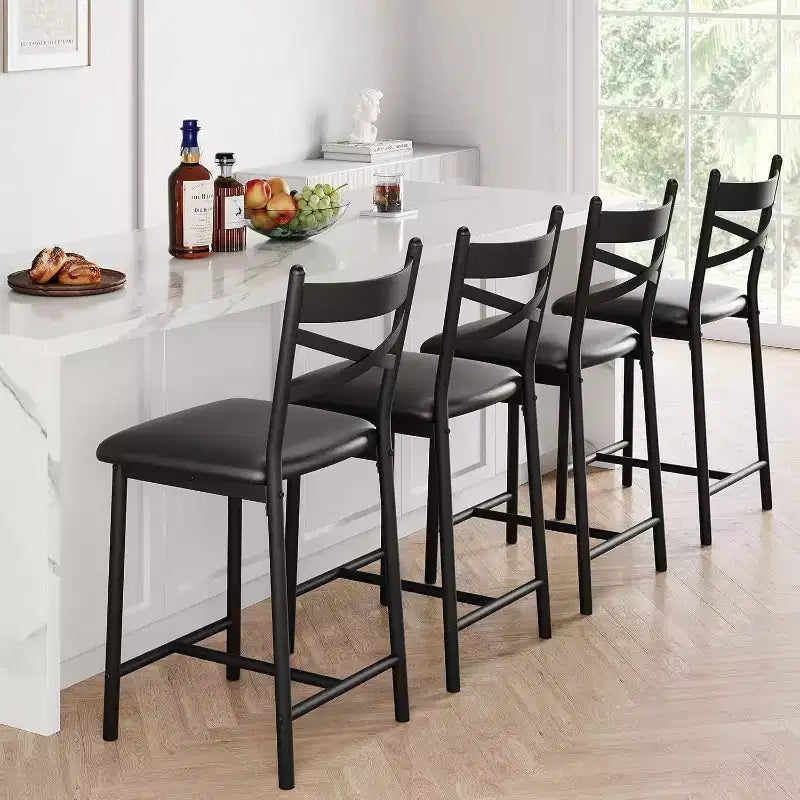 Tabourets de bar hauteur comptoir, assise rembourrée en similicuir
