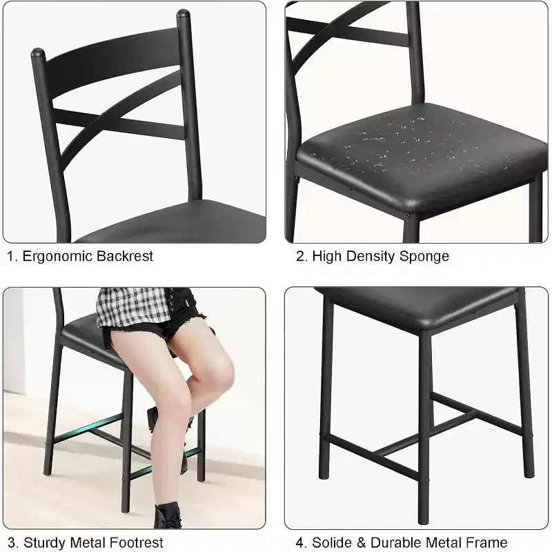 Tabourets de bar hauteur comptoir, assise rembourrée en similicuir