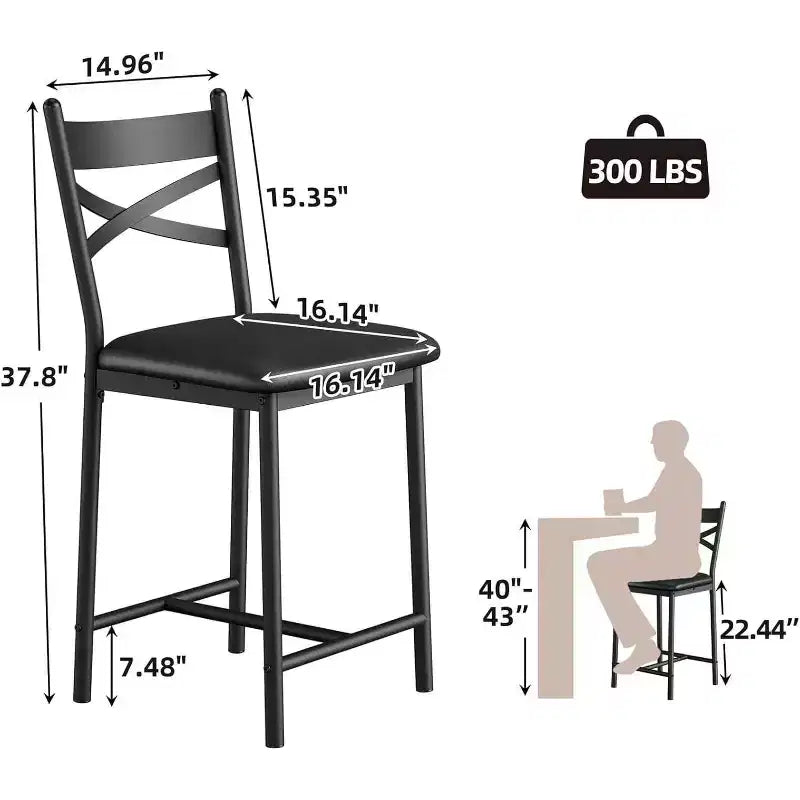 Tabourets de bar hauteur comptoir, assise rembourrée en similicuir